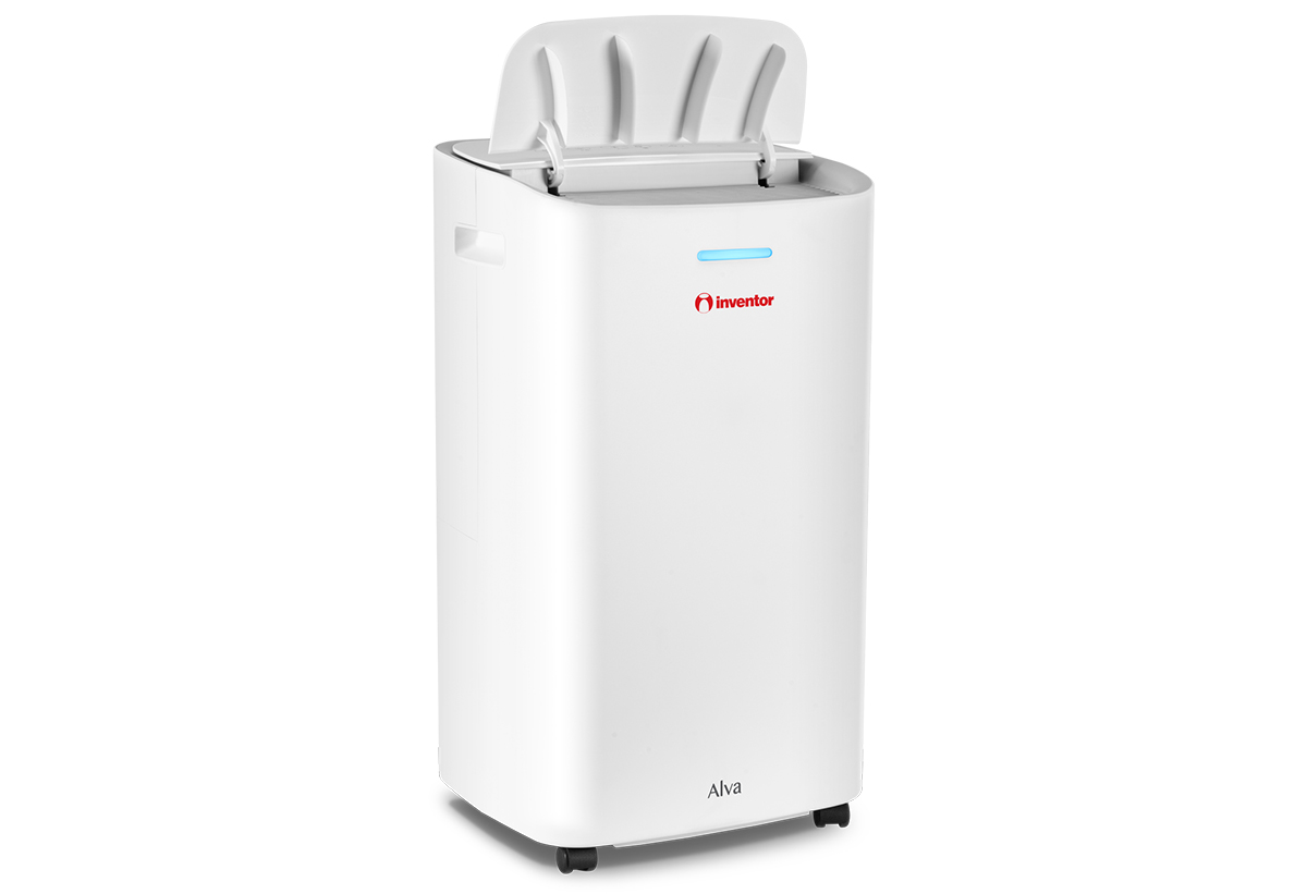 Απεικονίζεται ο αφυγραντήρας με ανοιχτό το καπάκι.